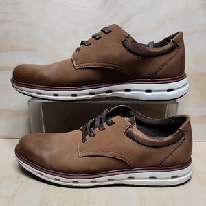 Lands' End Sport Oxford Dark Tan White Loafer Men 10.5 Shoe 1908426